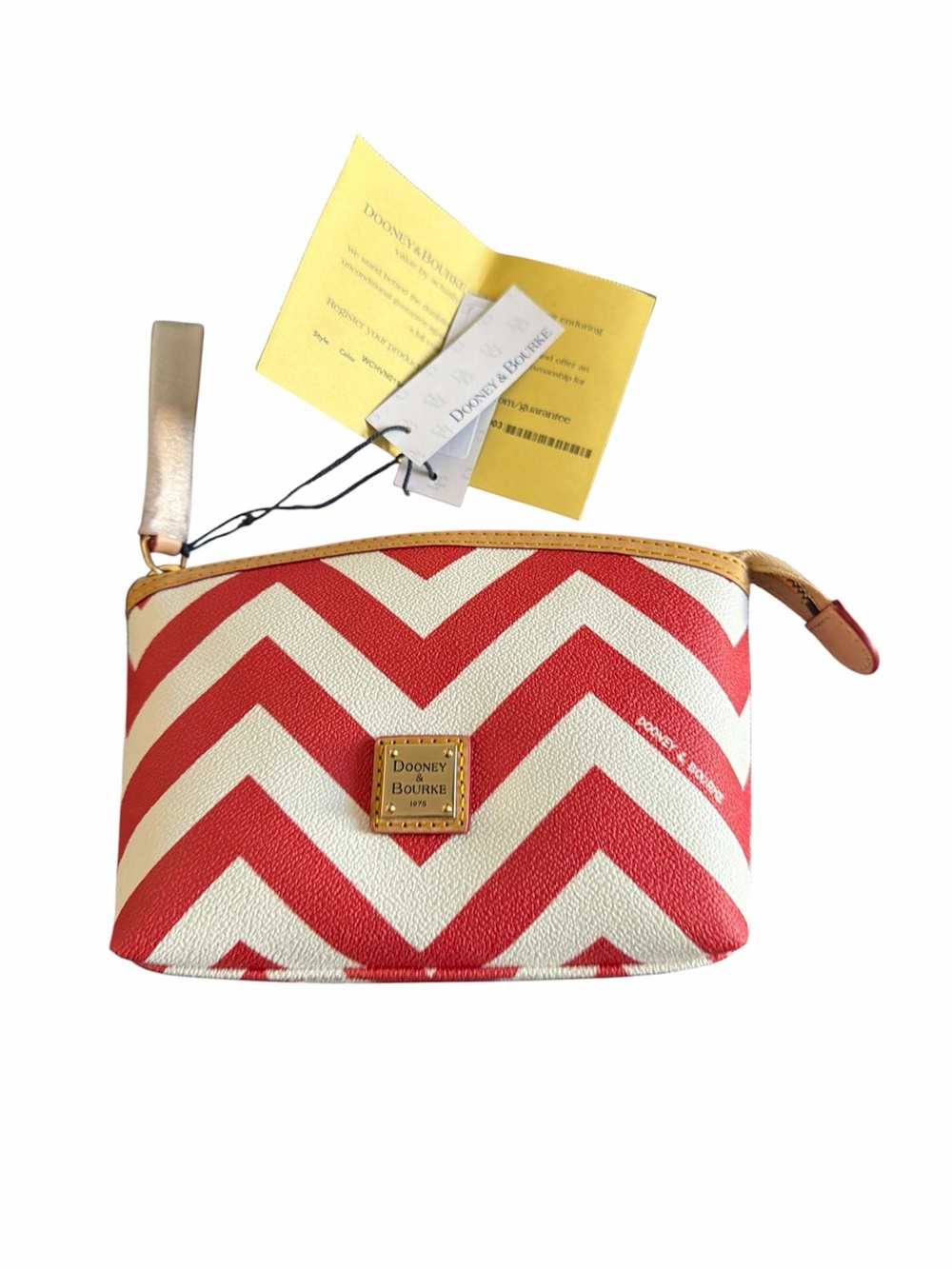 Dooney & Bourke Red & White Chevron Cosmetic Bag - NWT & Registration Card